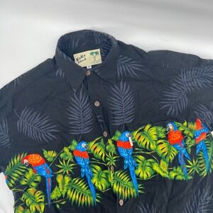Koko Island Mens Tropical Parrot Hawaiian Shirt Short Sleeve Size M USA Made Y2K